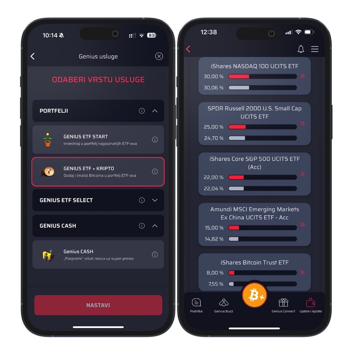 Genius by Intercapital - prikaz usluge ETF + KRIPTO